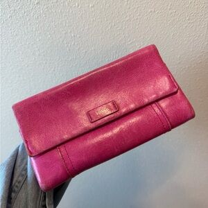 Fossil Pink trifold Leather Clutch